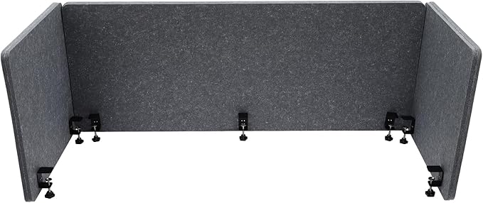 Clamp-On 3-Side Office Privacy Partition – 60" x 24" x 24" Desktop Divider, Sound Absorbing Cubicle Panel, Acoustic Privacy Screen for Desk, Classroom, Office, School