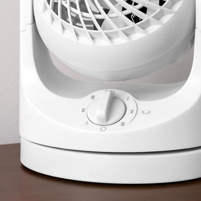IRIS USA WOOZOO Desk Fan, Oscillating Air Circulator, 3 Speeds, 32ft Max Air Distance, 108ft² Coverage, 112° Adjustable Vertical Tilt, 27db Quiet Motor, Small Fan for Bedroom, Office, Dorm, White
