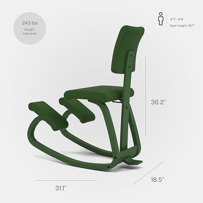 Varier Variable Plus Ergonomic Kneeling Chair with Backrest Monochrome Forest| Active Sitting Posture Support Home Office Desk Chair | 10 Year Guarantee