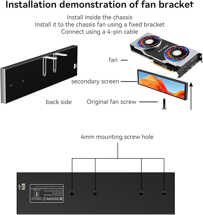 9.16" Computer Temp Monitor, FHD 1920x462 PC Sensor Panel One-Cable Connection(No HDMI Needed), Stretched Bar LCD Dynamic Theme Supported, IPS Mini Secondary Screen for CPU RAM HDD Data (Black)
