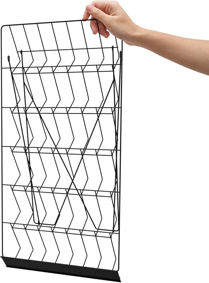 6-Tier 18" Wide Metal Wire Magazine Rack,Table Top Book Display Stand with Sign Channel,Collapsible Commercial Display Holder for Comic,Greeting Card,Literature,Trade Show,Art Print