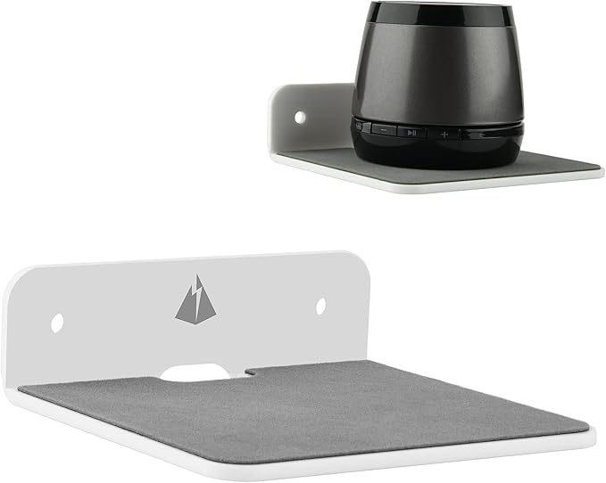 TXEsign Wall Shelf Speaker Mount, Small Wall Shelf for Speaker, Webcam, Cell Phones, Acrylic Floating Shelf (White)