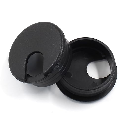 2pcs 1-3/4 Inch Desk Grommet, Plastic Desk Hole Cover, Black Cable Hole Cover, Desk Hole Grommet for Wire Cord Organizing Office Computer Desk