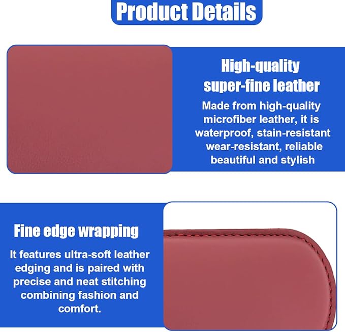 2PCS Car Door Armrest Pads, Soft Leather Memory Foam Car Arm Rest Cushion Pad for Elbow Leg and Knee Support, Universal Comfortable Auto Center Console Pillow for Most Vehicles (Red)