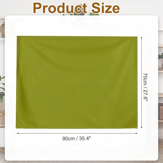 uxcell Cabinet Curtains, Dust Proof Privacy Drape Short Curtain, Hook & Loop Under The Desk Skirt for Kitchen Bathroom Closet Storage Room (35.4" W x 27.6" H, Olive Green)