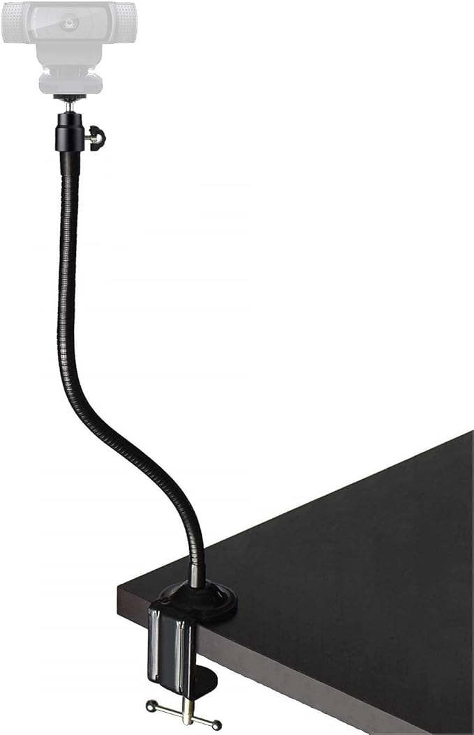 AceTaken Webcam Stand - 25 inch Gooseneck Clamp Desk Webcam Mount Arm for Logitech Webcam C920s C920 C930e C922x C930 C922 C925e C615 Brio