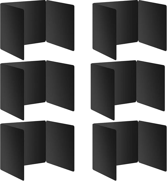 6 Pack Black Desk Dividers for Students, Privacy Shields Folder for Students, Durable & Waterproof Plastic Study Board, Classroom Teacher Supplies Test Divider, Includes Extra Labels