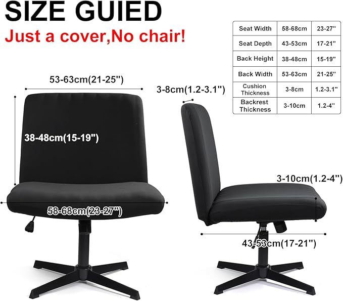 Iauddy Armless Criss Cross Office Desk Chair Cover Slipcover,Accent Mid Back Wide Swivel Task Vanity Slipper Chair Protector Stretch Removable Without Arms for Accent Chair