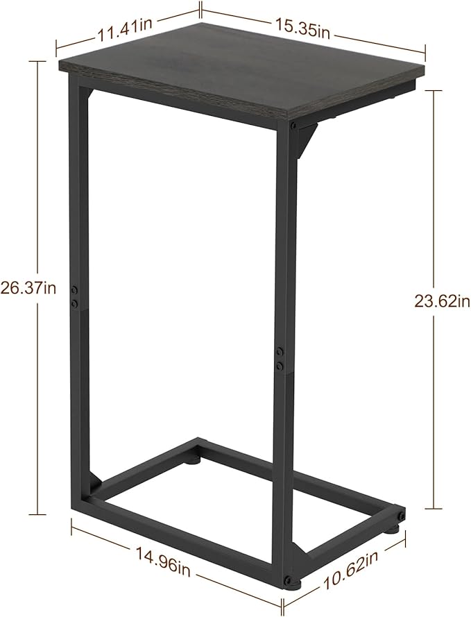 AMHANCIBLE C Shaped End Tables Set of 2, Couch Side Tables that Slide Under, TV Trays for Living Room, Bedroom, Small Space, Sofa, Dark Grey HET02BDG