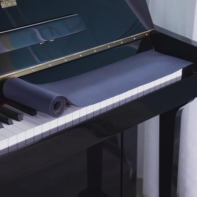 Piano Keyboard Anti-Dust Cover High Technology Fabric Key Cover Cloth Fit For Upright Piano, Electric Piano & Grand piano (Dark blue) (Dark blue)
