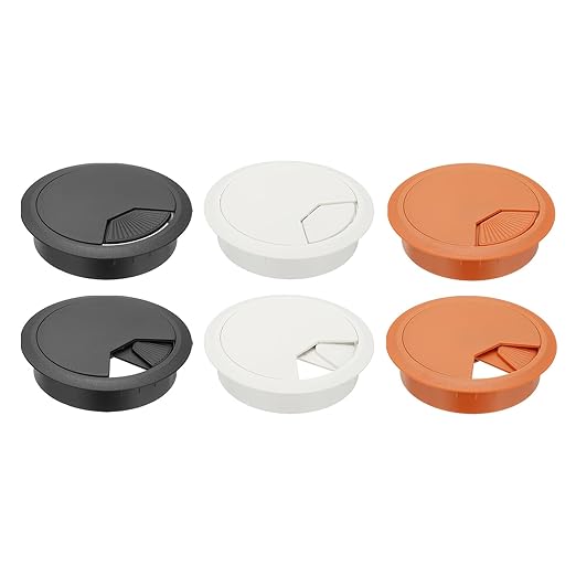 PATIKIL 3.1 Inch/80mm Desk Grommet, 6Pcs Cable Grommet Wire Management Cable Hole Cover Cord Organizer for Office Home Table Countertop, White/Black/Yellow