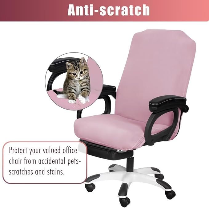 SARAFLORA 2 Pack Office Chair Covers, Stretchable Desk Chair Cover Removable Computer Chairs Cover for Office Chair with Zipper Universal Spandex Rotating Chair Cover Anti-dust Chair Slipcover,Pink