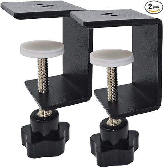 2 Pack Heavy Duty C Clamp & Desk Clamp | Wide Jaw Metal Woodworking Clamps, Adjustable Shelf Clamps for Desk Extension/Panel Work (Sturdy Multi-Purpose Clamping Tool)