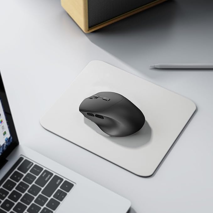 Computer Wireless Mouse with 2 Side Buttons (6 Total), 2400 DPI Adjustable, Silent Clicks & Anti-Slip Scroll Wheel, 2.4GHz with USB Receiver for Laptop, PC, Chromebook, Windows, Mac - Black