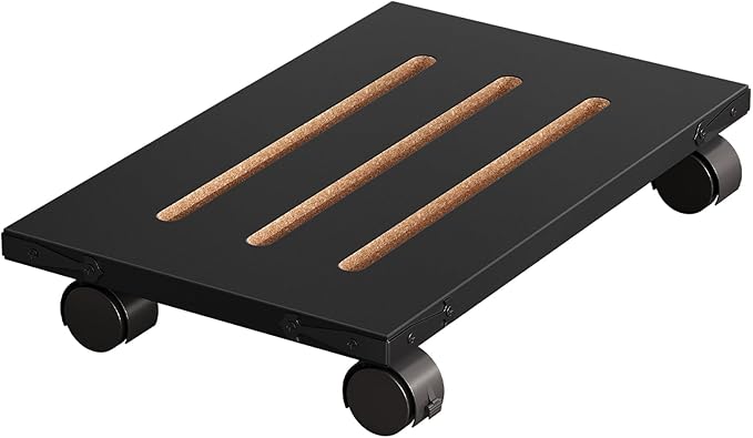 HOOBRO Mobile PC Stand, Ventilated Computer Tower Stand, PC Tower Holder with 4 Caster Wheels, CPU Holder Under Desk Fits Most Computer Tower, for Office, Gamers, Black BB46CJ01