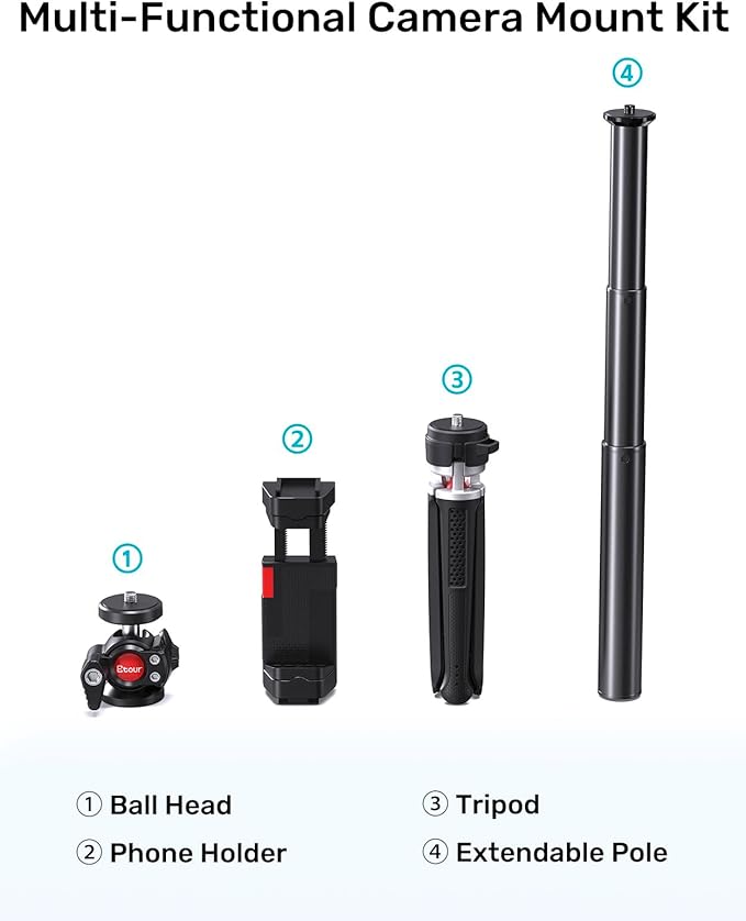 Webcam Tripod Stand, Height Extendable Tripod with 360° Swivel Balhead for Webcam/Camera/Phone, for NexiGo N60 Logitech Webcam C920 C922 C922x C925e C930 C930e C615 Brio 4K with 1/4" Thread