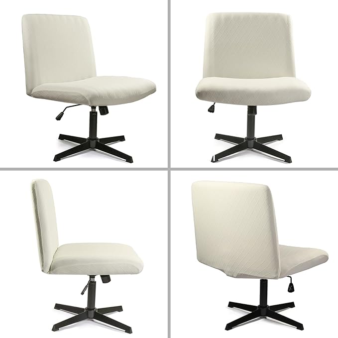 Iauddy Armless Criss Cross Office Desk Chair Cover Slipcover,Accent Mid Back Wide Swivel Task Vanity Slipper Chair Protector Stretch Removable Without Arms for Accent Chair
