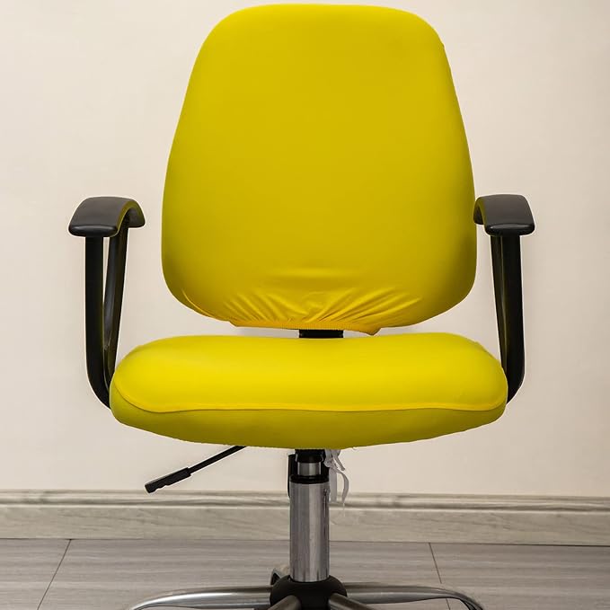 Melaluxe Computer Office Chair Covers, Protective & Stretchable Universal Chair Cover, Stretch Rotating Chair Slipcover (Yellow)