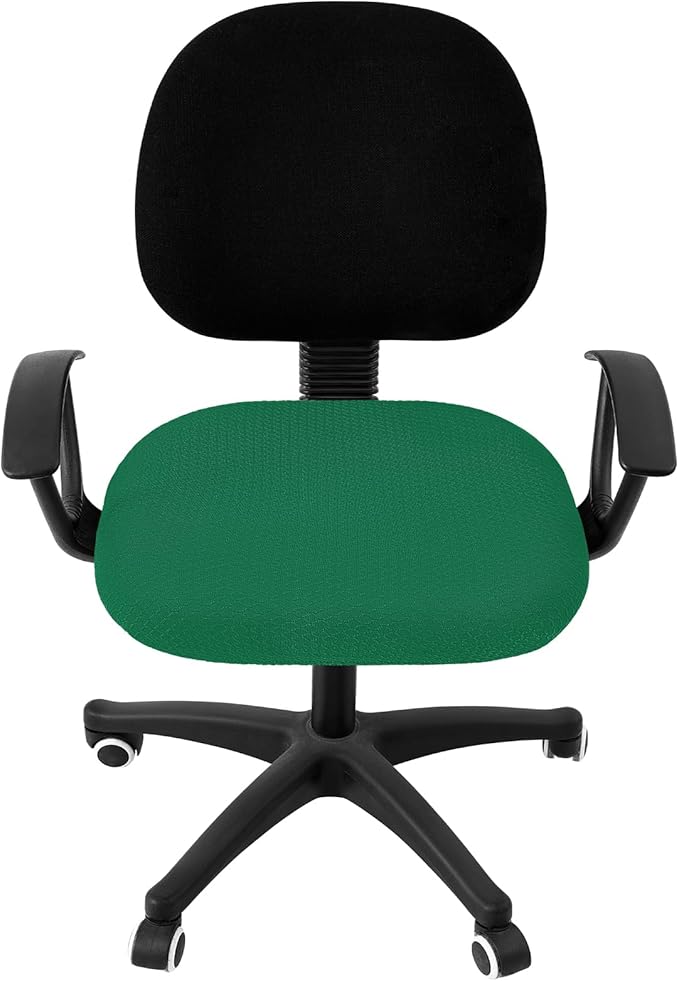 Smiry Stretch Jacquard Office Computer Chair Seat Covers, Removable Washable Anti-dust Desk Chair Seat Cushion Protectors - Chritsmas Green