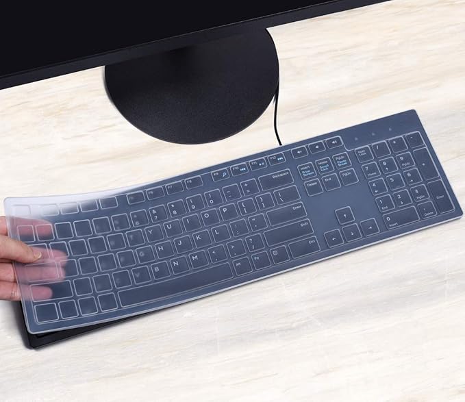 CASEDAO Clear Keyboard Cover Compatible with Dell KB216 KB216p KB216d / KM636 Wireless Keyboard, Dell Optiplex 5250/3050/3240/5460/7450/7050,Dell Inspiron AIO 3475/3670/3477 All-in one Desktop