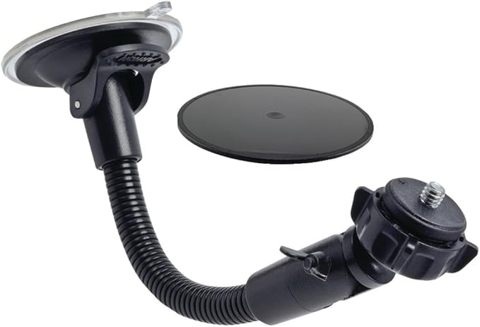 Arkon Mounts - Windshield Suction Car Mount | Flexible Positioning with 360° Swivel Ball Adapter | 8.5 inch Gooseneck | Holds up to 1 Pound | Fits Small Digital Cameras with 1/4 inch