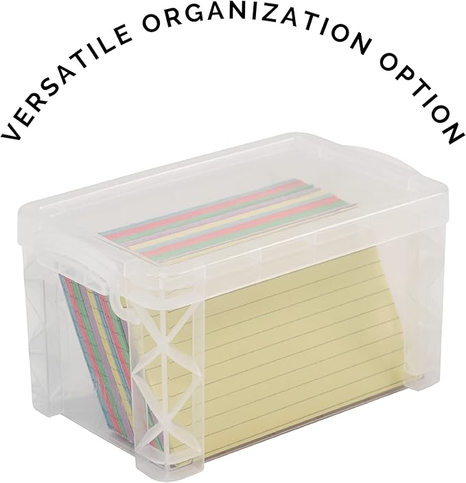 Super Stacker Index Card Box, 3 x 5 Inch Index Cards File Box, Note Holder, Index Card Holder, Photo Boxes Storage, Perfect for 3x5 Index Cards, Recipe Box Holder, Assorted Colors, 1 Count (Pack of 2)