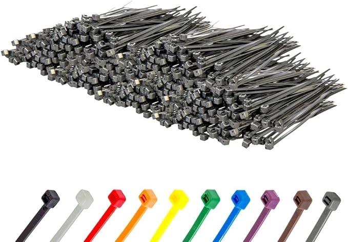 GTSE 8 Inch Silver/Gray Zip Ties, 10,000 Bulk Pack, 18lb Strength, UV Resistant Small Nylon Grey Cable Ties, Self-Locking 8" Tie Wraps