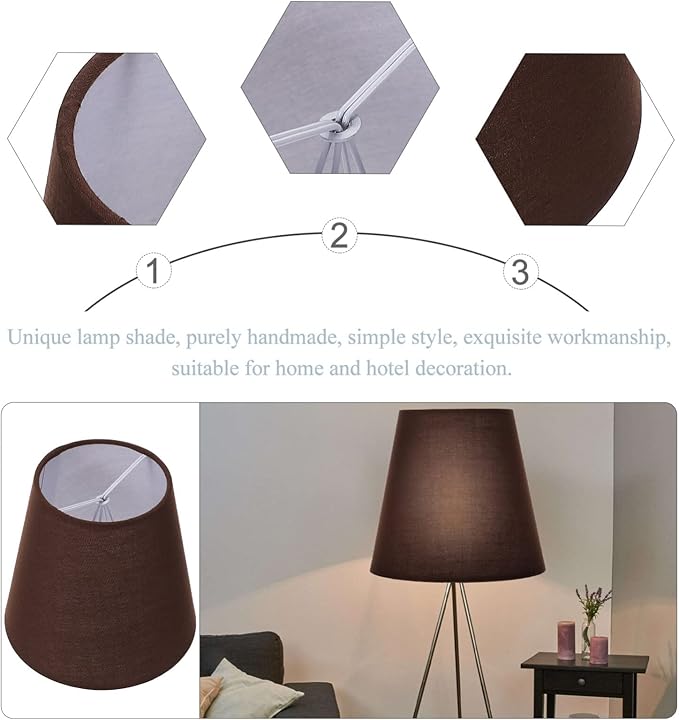 Kichvoe Cloth Lamp Cover 5.51In Brown Fabric Lampshade Clip on for Table and Floor Lamps Decorative Lighting Accessories