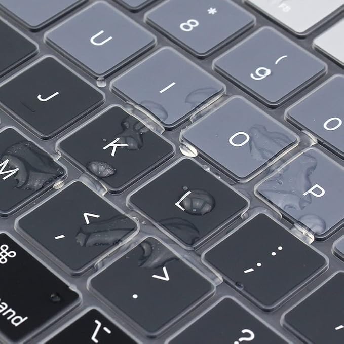 ProElife Keyboard Cover Skin for 2026-2022 MacBook Air 13.6 inch 15.3 inch M5 M4 M3 Chip U.S Enter Silicon Protector for MacBook Air 13'' 15'' M5 M4 M3 2026 2025 2024 2023 Accessory (Ombre Gray)
