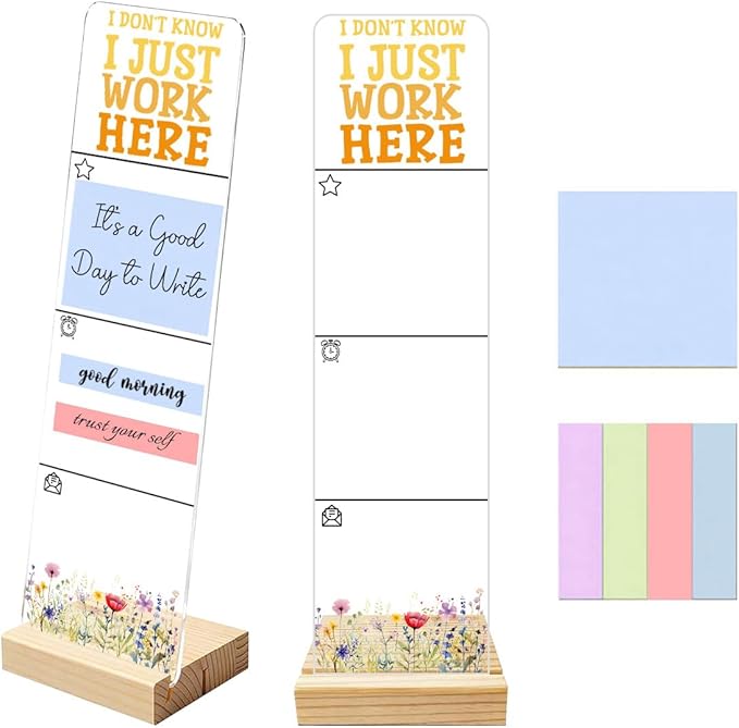 Sticky Notes Monitor Memo Board with Removable Wooden Base I Dont Know I Just Work Here Funny Quote Message Board Portable Sticky Note Holder with 200 Sheets Sticky Notes Humorous Office Desk Decor