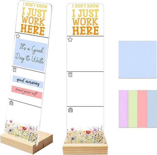 Sticky Notes Monitor Memo Board with Removable Wooden Base I Dont Know I Just Work Here Funny Quote Message Board Portable Sticky Note Holder with 200 Sheets Sticky Notes Humorous Office Desk Decor