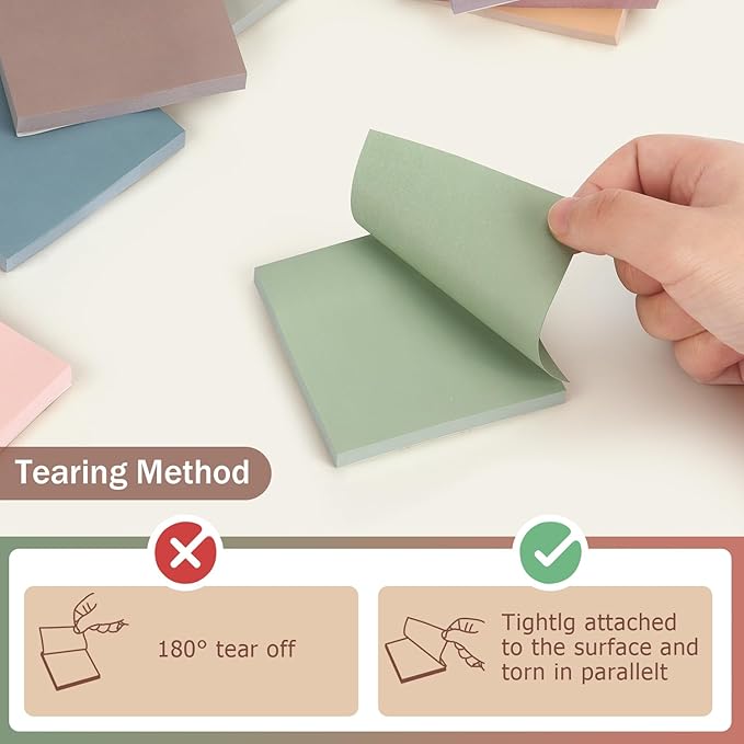 Osboo Sticky Notes 3x3 Self-Stick Notes Pads with 8 Morandi Colors, Easy to Post for Office, School, Home, 8 Pads/Pack, 80 Sheets/Pad