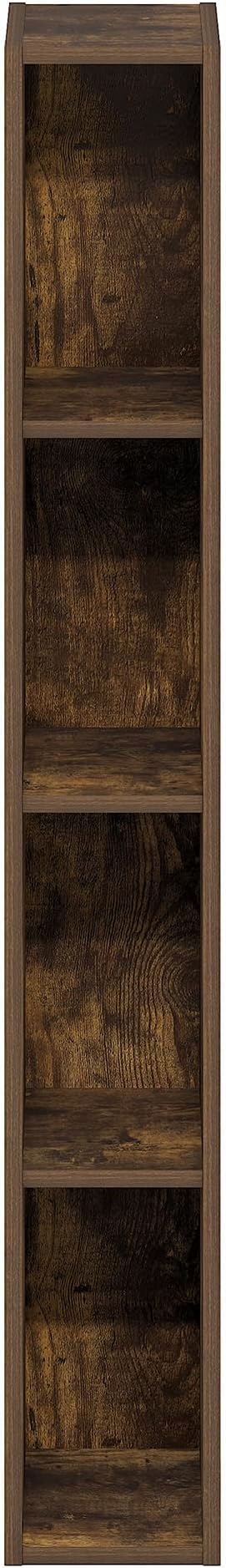 Furinno Fulda Book Shelf, 4-Tier Narrow Bookshelf, Standing Bookcase with 6-in Width Storage Shelf, 9.3 x 5.9 x 41.6, for Organization and Storage, for Living Room, Bedroom, Home Office, Amber Pine