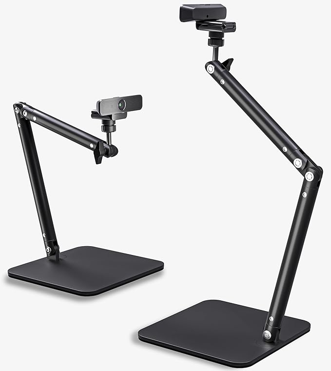 Lufia Webcam Camera Stand, Phone Mount, Sturdy Desk Mount for Webcam C922 C930e C920S C920 C615 C960 C920x BRIO 4K, Phone Mount, Right Light with 1/4" Thread