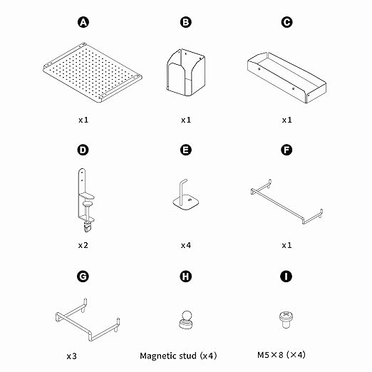 ENHANCE Metal Pegboard Desk Organizer (18 x 14 in) Clamp On Desk Peg Board with 14 Attachments, Pegboard Shelf and Pegboard Hooks, Desktop Organizer for Home Office, Crafts, or Gaming Setups