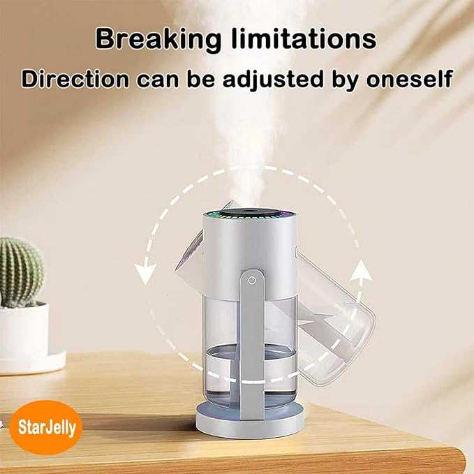 Portable Starry Sky Projection Humidifier, USB Mini Humidifier, 360° Rotating Nozzle, Colorful Lights, Anti-Clogging Technology, Ultra-Quiet Design, Suitable for Offices, Bedroom, Desktops. (01 White)