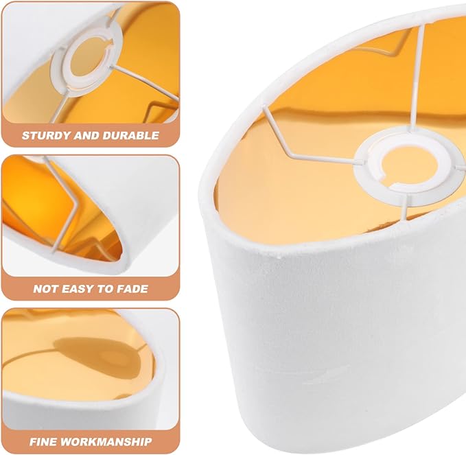 KALLORY Cloth Lamp Shade Oval Shaped Clip-on Lamp Cover Shade Accessories for Table Floor Pendant Lamp Replacement