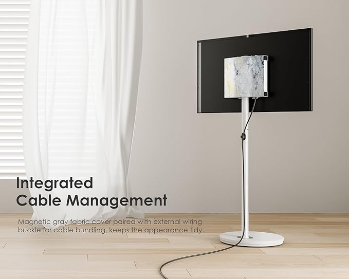 FITUEYES Design Small Rolling TV Cart for 24-48 Inches Television, Minimalist Modern TV Floor Stand on Wheels Fits Max VESA 200x200mm, V2 Portable Smart Television Cart, White, Master Series