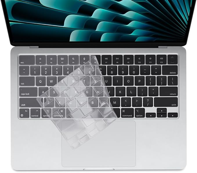 ProElife Keyboard Cover Skin for 2025-2022 MacBook Air 13.6 inch 15.3 inch M4 M3 M2 Chip U.S Enter TPU Protector for MacBook Air 13'' 15'' M4 M3 M2 2025 2024 2023 2022 Accessory (Transparent)