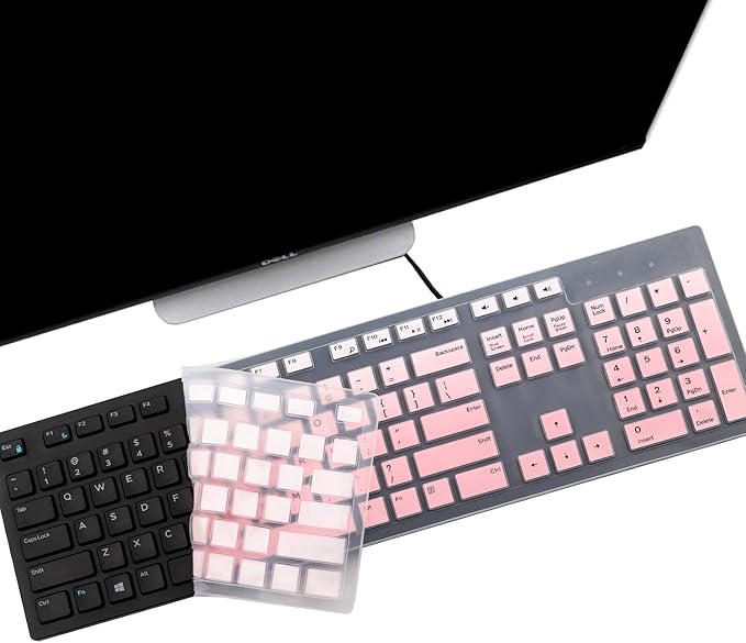 i-Tensodo 2 PCS Keyboard Cover for Dell Inspiron/Optiplex Desktop 5250 3050 3240 5460 7450 7050 3475 3670 3477 |Dell KM636 /Dell KB216 Keyboard US Layout Keyboard Cover