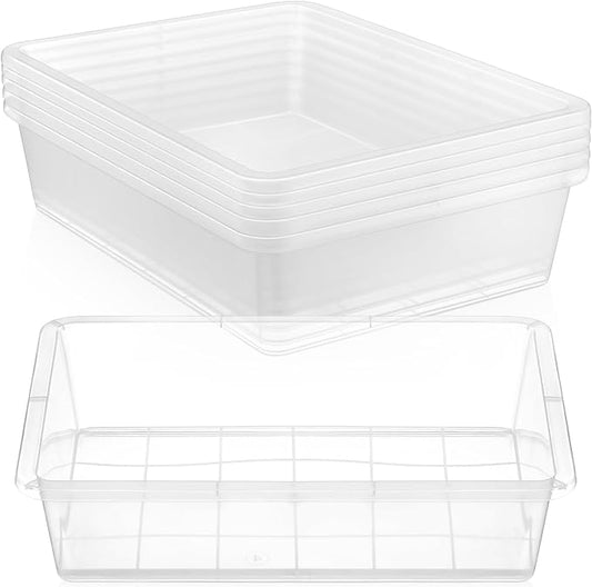 Hoteam 5 Pcs Paper Trays for Classroom Plastic Storage Bin Tray Bulk Stackable File Organizer for School Office Teacher Book Organization Supplies(Clear,13.78 x 9.84 x 3.15 Inch)