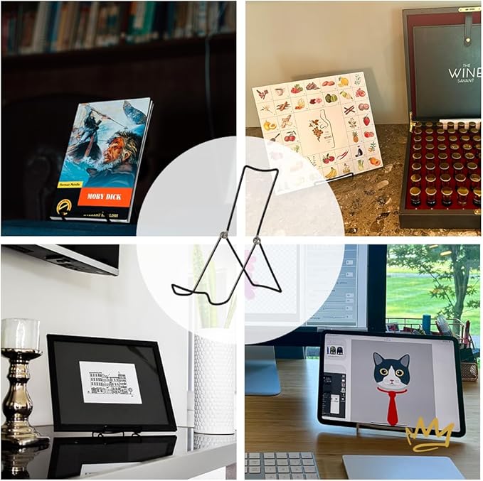 KINGDOM SOLUTIONS MADE IN USA 2-Pack Adjustable Black Metal Easels - Book Stand - Sturdy Plate Stand for Art, Pictures, Books, Frames - Unique on the Market