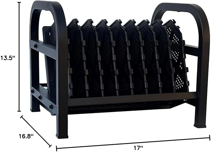 Workington 8-Device Open Desktop School Charging Cart Station for Ipads, Chromebooks, Tablets and Laptops Computer with Power Strip Included, Assembly Required, 1004 Black