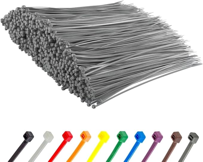 GTSE 12 Inch Silver/Gray Zip Ties, 5,000 Bulk Pack, 50lb Strength, UV Resistant Long Nylon Grey Cable Ties, Self-Locking 12" Tie Wraps