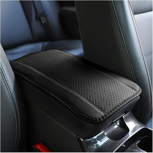 8sanlione Car Armrest Storage Box Mat, Fiber Leather Car Center Console Cover, Car Armrest Seat Box Cover Accessories Interior Protection for Most Vehicle, SUV, Truck, Car (Black/Gray)