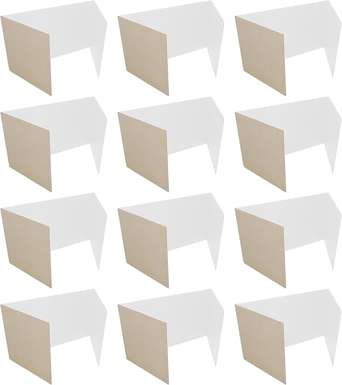 Flipside Products 12 Pack White Study Carrels, 12”x48” Privacy Boards, Student Privacy and Focus Booth for The Classroom, Desk Divider Cubby for Tests, Made in USA