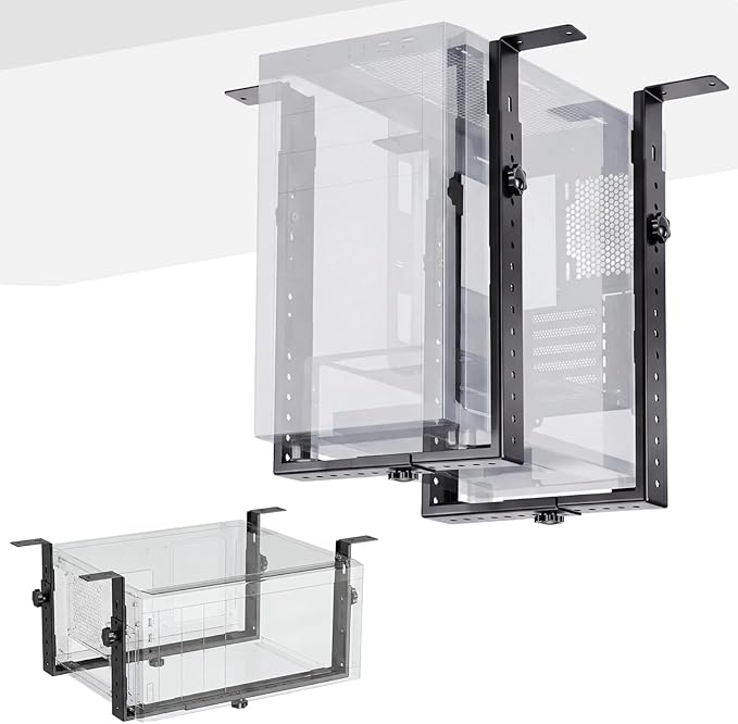 Under Desk PC Mount for Medium/mini-Tower Cases - Vertical/Horizontal CPU Holder up to 77 Lbs, Space-Saving Computer Rack