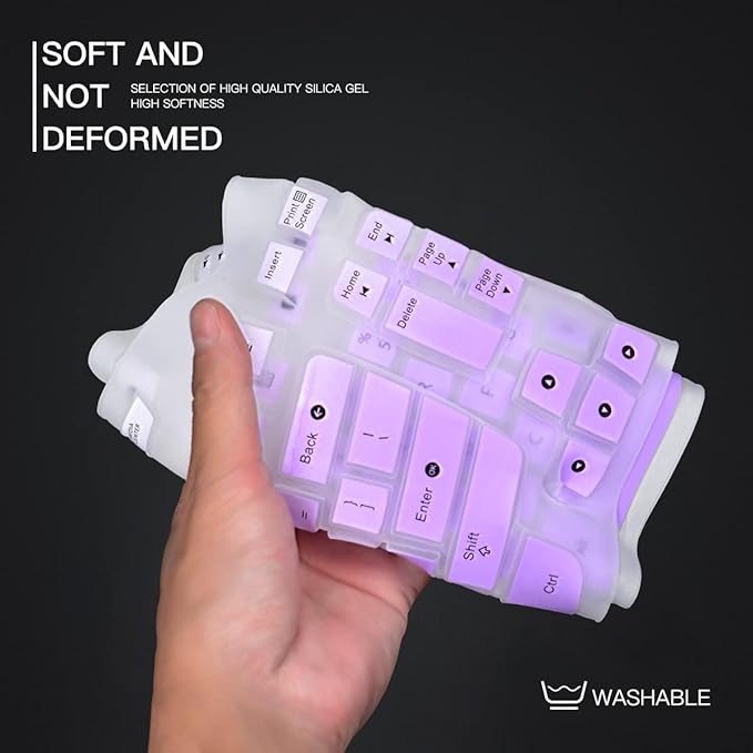 Keyboard Cover Compatile with Logitech K350 MK570 Wireless Wave Keyboard, K350 & MK570 Keyboard Skin Protector - Gradual Purple