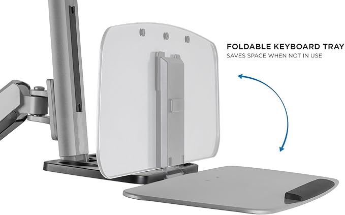 Mount-It! Dual Monitor Wall Mount Workstation with Keyboard Tray & CPU Holder, Sit-Stand Gas Spring Computer Station, Fits Two 27” Displays, 17.6 lbs Each, VESA 75x75 100x100