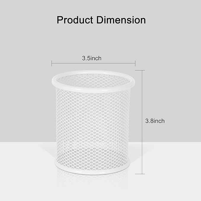 EasyPAG Metal 2-Piece Pen Holder Set Desk Accessories & Workspace Organizers for Classroom, School & Office,White